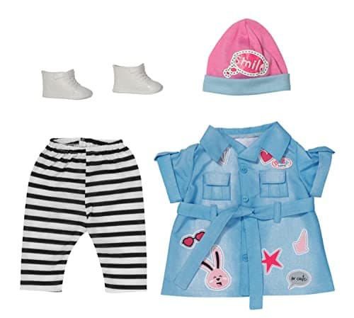 Image of BABY born Deluxe Jeans Dress Set - Fits BABY born dolls up to 43cm - Set Includes Dress, Leggings, Hat and Shoes - 832585