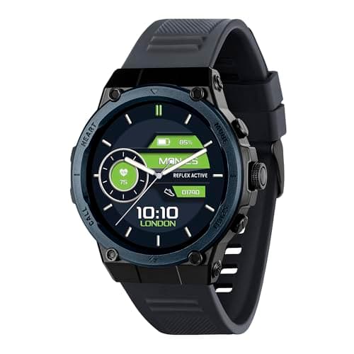 Image of Reflex Active Series 39 Sports Smart Watch for Men Women with 1.39", Sports modes, Answer/Make Calls, Dual-Time, Fitness Tracking, Heart Rate, Music Player and Blue Silicone Strap for iOS Android
