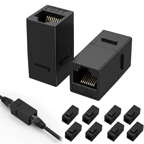 Image of Elixvane 10 PCS RJ45 Coupler, Ethernet Extension Adapter Network Connector Adapter Network Connector for Cat7/Cat6/Cat5e/Cat5 LAN Cable Female to Female Network Connector(Black)