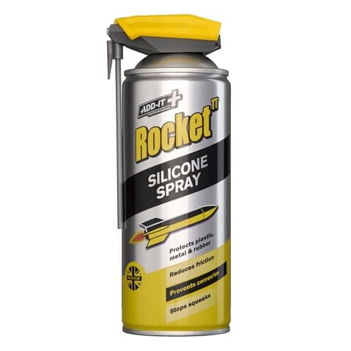 Image of Rocket TT Silicone Spray 400 ml – Protects Plastic, Metal & Rubber, Stops Squeaks, Reduces Friction, Prevents Corrosion, Water-Resistant Lubricant for Home & Automotive