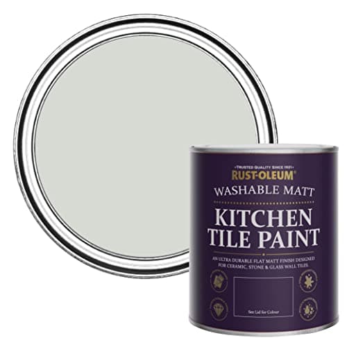 Image of Rust-Oleum Grey water resistant Kitchen Tile Paint in Matt Finish - Winter Grey 750ml