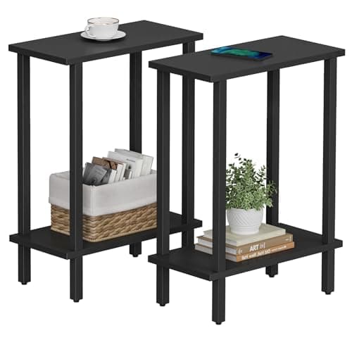 Image of TUTOTAK Small Side Table, Narrow End Table, Skinny Sofa Table, Slim Nightstand, Living Room, Bed Room, Black TB01BK0622EU