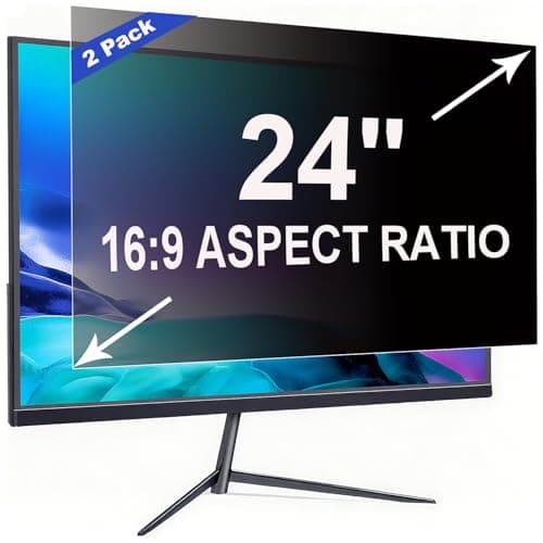 Image of ruord 2 Pack Privacy Screen for 24 Inch 16:9 (53.1x29.9cm) computer Monitor - Blue Light Filter & Anti-Glare, Removable Screen Privacy Shield | PC Protector Film for Office