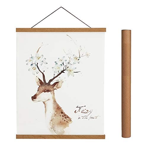 Image of Sanauto A2 Magnetic Poster Hanger Frame,Light Wood Frame Hanger for Photo Picutre Canvas Artwork Art Large Size Wall Map Print Wall Hanging (42cm/16.5", Teak)