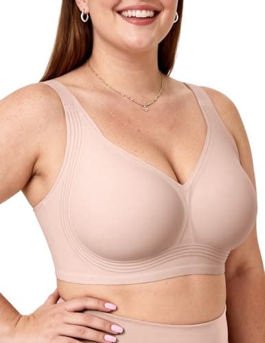 Image of Vertvie Jelly Bras for Women Plus Size Seamless Full Coverage Wireless Push Up Bra Non Wired Support Bras Comfort Padded Bralettes Everyday T-Shirt Bra (Cream Nude,36F)