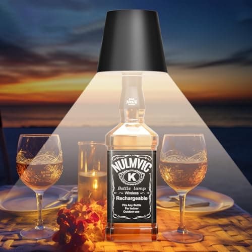 Image of nulmvic Wireless Bottle Lamp,Touch Control Table Lamp, Dimmable 3 Color Temperatures,Wine Bottle Light for Bars,Restaurants,Outdoor,Decor(Black)