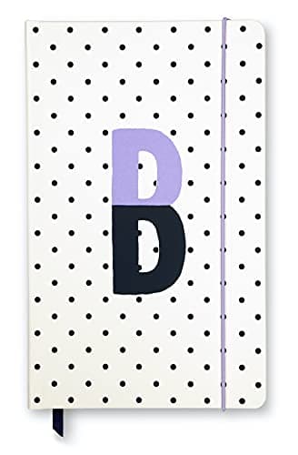 Image of Kate Spade New York Large Take Note Initial Journal Notebook, Polka Dot Vegan Leather Bound Journal, Lined Notebook with 168 Pages and Bookmark, B (Purple)