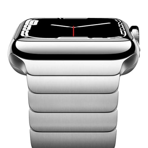 Image of NewWays 38mm 40mm 41mm 42mm(Series 11/10) Metal Strap Compatible with Apple Watch,Solid Stainless Steel Link Replacement Band for iWatch Series 11/10/9/8/7/6/5/4/3/2/1/SE,Silver