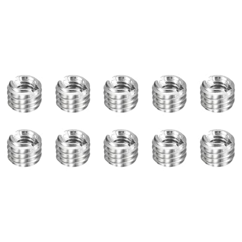 Image of sourcing map 10pcs Thread Repair Inserts M5 x 0.8 Male to M3 x 0.5 Female Thread 4mm Long Stainless Steel Reducing Nuts Metric Self Tapping Sleeves Threaded Reducer Industrial Fasteners