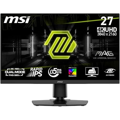 Image of MSI MAG 275QF X32 27-Inch WQHD Gaming Monitor, 2560x1440 Rapid IPS, 320Hz, 0.5ms, DisplayHDR 400, AMD FreeSync™ Premium, Eye care, AI vision, HDMI 2.1, DP 1.4a, Frame-less, Vesa Mount, Black