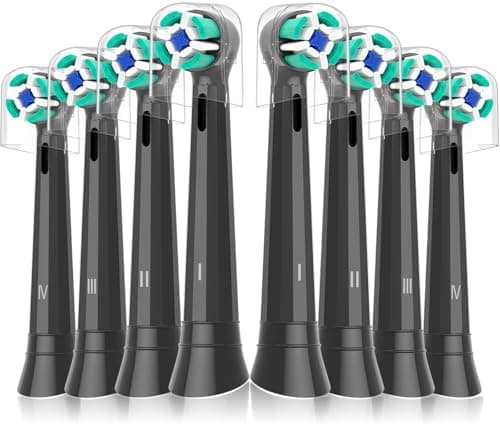 Image of Brush Heads Compatible with Oral B iO 2 3 4 5 6 7 8 9 10 Series Electric Toothbrushes, Soft Toothbrush Head Fits for iO Ultimate Radiant Gentle Series, 8PCS Black