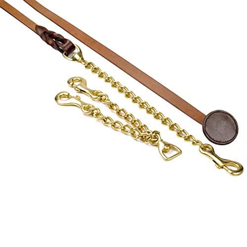 Image of Whitaker Leather Lead and Brass Lead Chain, Brown