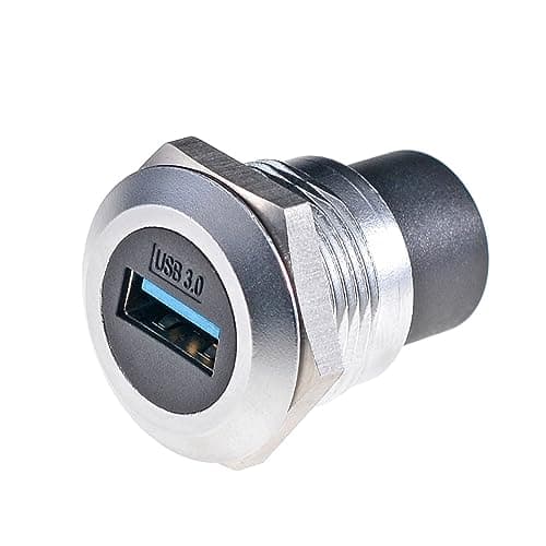 Image of HangTon Panel Mount USB 3.0 Coupler Waterproof Circular Connector, Inline Cable Chassis Socket Female to Female Extension, IP65 Bulkhead Pass-Through