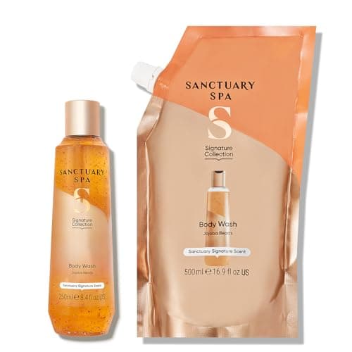Image of Sanctuary Spa Signature Collection Body Wash Refill Set, 250 ml and Refill Pouch 500 ml, Vegan and Cruelty Free, Refills Bottle Twice