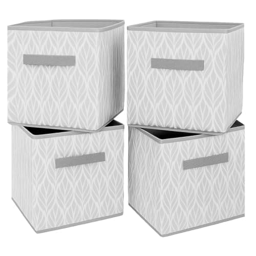 Image of Clay Roberts Storage Cubes, Storage Boxes, Pack of 4, Grey, Fabric Basket Set for Storage Units, 25cm x 25cm x 25cm, Grey Baskets, Boxes, Box, Unit Cubes