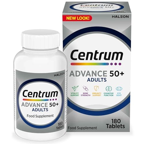 Image of Centrum Advance 50+ Tablets Multivitamin & Mineral Supplements, with 24 essential nutrients, including vitamin D, C, Zinc, 180 ct
