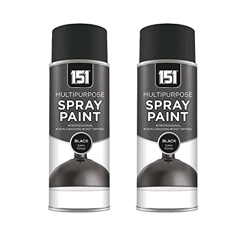 Image of Unknown1 151 Multipurpose Black Satin Spray Paint - 400ml (Pack of 2) - Spray Paint for Metal, Plastic, Wood, Paper & Brick - Interior & Exterior Use