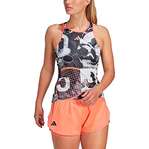 Image of adidas Women's Club Tennis Graphic Tank Top, White/Black/Coral Fusion, XS