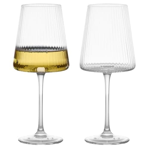 Image of Anton Studio Designs Empire Handmade Wine Glasses Perfect for Red Wine, White Wine, Water, or Beverages - 450 ml - Clear - Set of 2 Elegant Wine Glasses