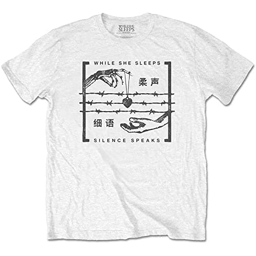 Image of While She Sleeps Unisex Adult Silence Speaks Album Artwork Graphic Print White Cotton T-Shirt XL