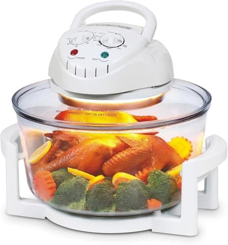 Image of Leilaohu Halogen Oven Cooker, Glass Air Fryer with Turbo Wash Included Accessories, Halogen Oven Cooker with Extender Ring Replacement Bulb a
