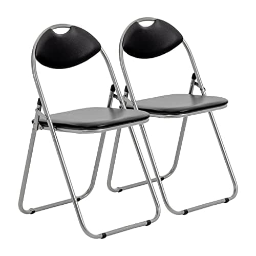 Image of Harbour Housewares Padded Folding Chair Black - 2 Pack - Metal Frame Seat with Cushioned Backrest Easy Store Compact Design Durable Office, Dining, Bedroom or Event Seating Max Load 114kg