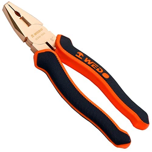 Image of WEDO Non-Sparking Lineman's Pliers 7", Spark-free Safety Side Cutter Linemans Pliers, Combination Pliers, Wire Stripper, Crimper, Non-Magnetic, DIN Standard, BAM & FM Certificate, Beryllium Copper