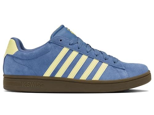 Image of K-Swiss Men's Court TIEBRK II Trainers, Blue Horizon/Wax Yellow/Dark Gum, 44.5 EU, Blue Horizon Wax Yellow Dark Gum, 10 UK