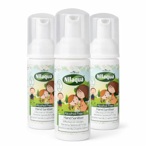 Image of Nilaqua Little Hands Foaming Hand Sanitiser, Alcohol Free, Pocket Travel, Kind To Hands and Non Drying 50ml Trio Pack - Antibacterial and Antiviral Foam