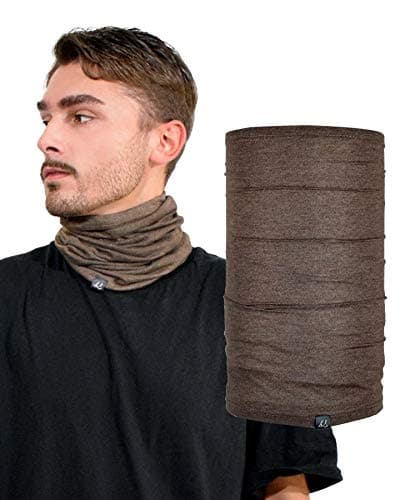 Image of Basic Sense Multifunctional Headwear Cotton Rich Sports Snood Neck Warmer Gaiter, Medium Brown Marl