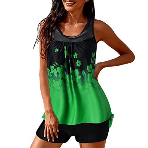 Image of Lightning Deals of Today Big and Tall Tankini Swimsuits for Women Tummy Control Bathing Suits Blouson Tankini Top w Boyshorts 2024 Swimming Activewear