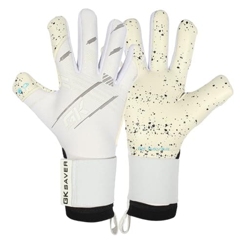 Image of GK Saver Football Goalkeeper Goalie Gloves Anti-Slip Grip Palms Goalkeeping GK Gloves Size 4 to 11 (White, Size 4)