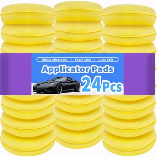 Image of Polish applicator pad,24 Pcs Car Polishing Pads,High Density Microfiber Soft Polishing Sponges, Round 4 inch for Car Wax Applicator Pad,Yellow (24 PCS Polishing Sponges)