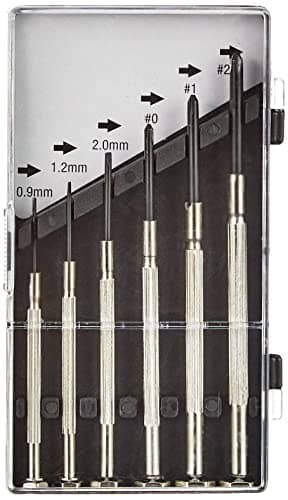 Image of KWB Precision Slotted/Flat Screwdriver Set for FINE Mechanics | MINI Screwdrivers for Watchmakers/FINE Mechanics | Tool Set in Storage Box | with Grip Surface and Metal Cap