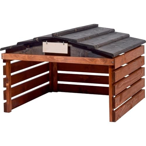 Image of dobar® Robot Lawnmower Garage Made of Wood with Removable Roof, Lawn Robot Shelter with Customisable Sign, 78.5 x 74 x 52.5 cm, Brown/Black