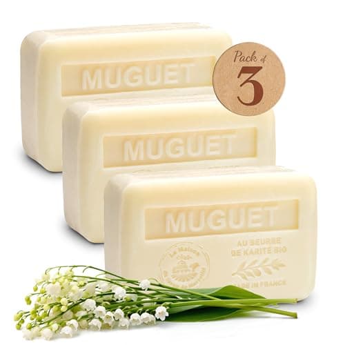Image of Shea Butter Lily of the Valley Soap Bar - Set of 3x250g - Grasse-Perfumed Hydrating Soap - 97% Natural Ingredients - Made in Provence