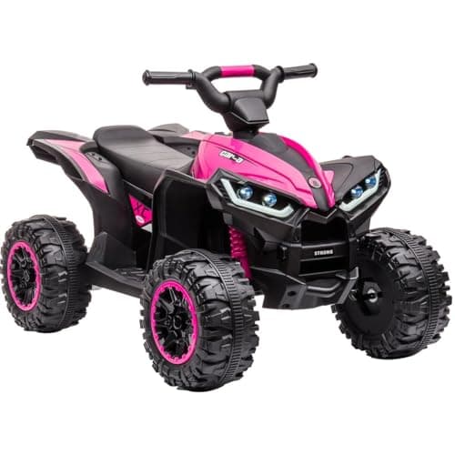 Image of 12V Kids Electric Ride on ATV, Electric Quad Bike with LED Lights, Accelerator Handle, Foot Pedal, Comfortable Cushion Seat, 2 Speed, Safety Uniform Deceleration ≤0.5S Quick Brake for Ages 3-5 Years