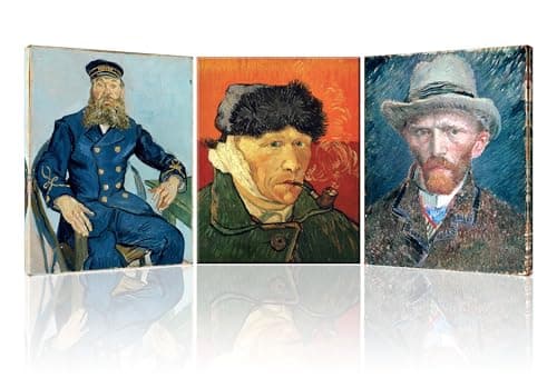 Image of Piy Painting Set of 3 Abstract Canvas Wall Art Van Gogh Portrait, wall pictures for living room, Reproduction of Famous Painting, Decorative Paintings for Bathroom Bedroom Office Home 12x16 inch
