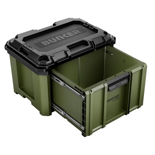 Image of BUNKER Load-Up Stacking Tool Box - 570mm - Extra Deep 11” Drawer Organiser - Impact-Resistant Tool Chest - Auto Lock, Ball Bearing Drawers, Modular Tool System - Workshop or Van Storage Drawers