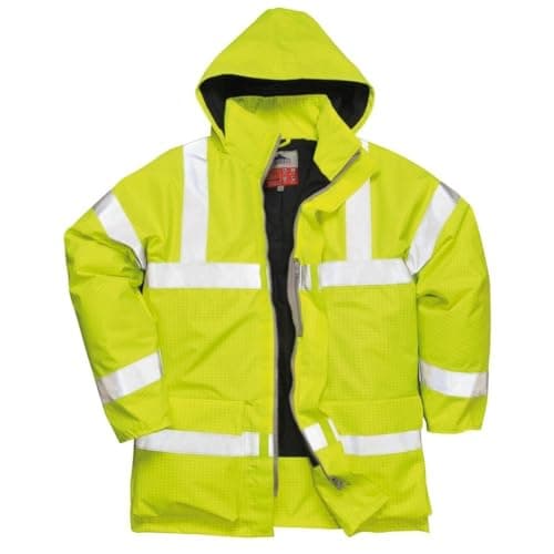 Image of Portwest S778 Waterproof Bizflame Rain Hi-Vis Antistatic FR Jacket Yellow, Large
