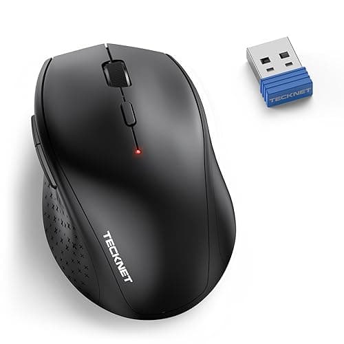Image of TECKNET 2.4G Classic Wireless Mouse for Laptop, 4800 DPI Optical Computer Mice with 6 Adjustable Levels, 30 Months Long Battery Life Cordless USB Mouse for Notebook, PC, Office Home Work (Dark Black)