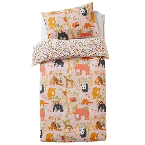 Image of little furn. Wildlife Safari Animal Duvet Cover Set, Multi/Green