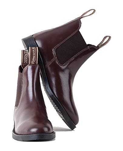 Image of Rhinegold COMFEY CLASSIC LEATHER JODHPUR BOOTS FOR WOMEN - Traditional Horse Riding Boots - No Zippers, Easy On/Off, Elastic Sides (Brown, Size EU 39, UK 6)