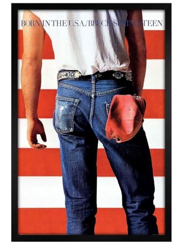 Image of Grindstore Bruce Springsteen Born In The USA Maxi Poster - Black Wooden Framed - Framed Poster Print, Wall Decor/Art, Home Gift Idea, For Living Room, Bedroom, Home or Office Display
