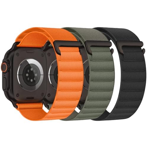 Image of 3 Pack Alpine Loop Compatible with Apple Watch Straps 45mm 44mm 46mm 49mm 42mm for Women Men, Nylon Sport Loop Replacement Band mit C-Hook for iWatch Ultra 3 2 1 SE Series 11 10 9 8 7 6 5 4 3 2 1