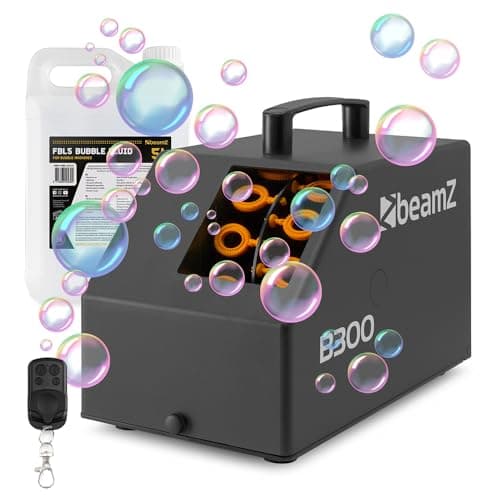 Image of Beamz B300 Professional DJ Bubble Machine with Wireless Remote & 5L Fluid, Portable Bubble Blowing Equipment for Kids Parties, Events and Mobile Entertainers