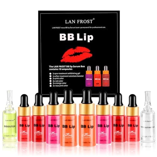 Image of BB Lip Glow Ampoule Serum Starter Kit, Semi-Permanent Makeup Treatment, Lip Gloss BB Lip Serum, Contains 8 Bottles Lips Care Serums Exfoliating Gel and Lip Balm Serums