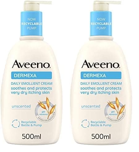 Image of Aveeno Dermexa Daily Emollient Cream (1x 500ml), Emollient Cream Enriched with Triple Oat Complex and Ceramides for Sensitive Skin, Soothing Relief from Itchy, Dry Skin Prone to Eczema (Pack of 2)