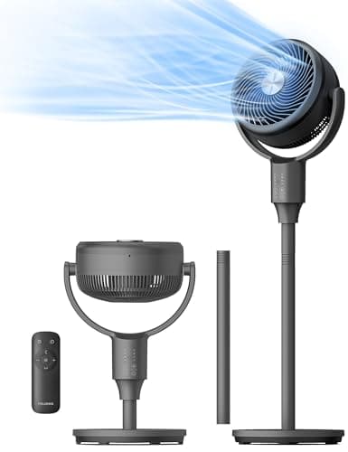 Image of PELONIS Pedestal Fan, Air Circulator, Ultra OmniFlow (135°+85°Auto Oscillation), Quiet Floor Fan with 3 Speeds, Remote, 6H Timer, Memory Function, Adjustable Height, Standing Fan for Bedroom