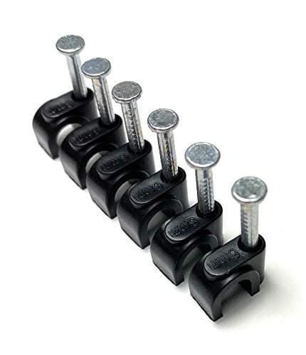 Image of Black Round Cable Clips with Nail Fixings, K-Type 100-Pack (5mm)